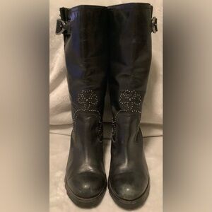 ARIAT Go Studded Riding Boots 
Black Leather Knee High Size 5.5